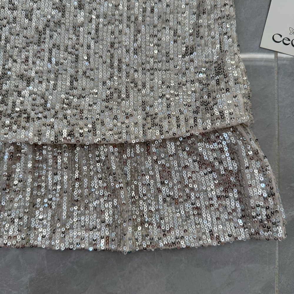 Women’s Cece Sleeveless Sequin Peplum Ruffle Top Party Holiday Size Large - Picture 6 of 16